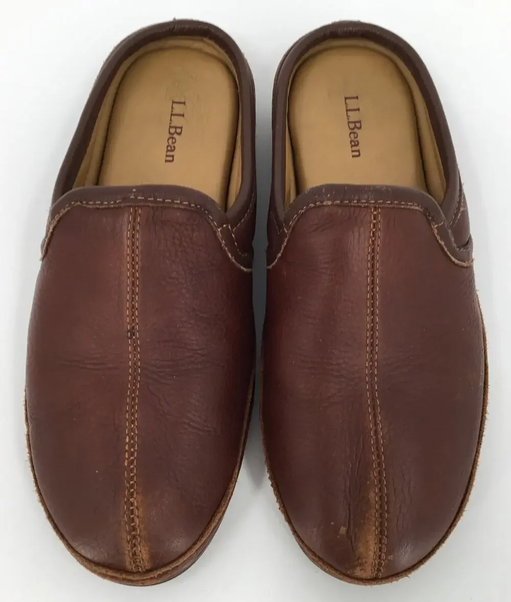 L.L.Bean Brown Leather Mule Clogs Slip On Comfort Shoes Men's 12M
